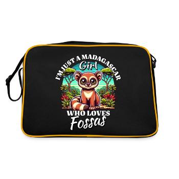 Girl Loves Fossas - Retro Tasche - Schwarz/Gold - Hinten