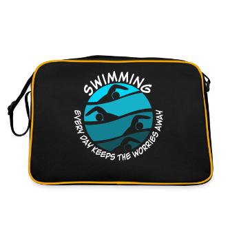 Swimmer Swimming Pool Triathlon - Retro Tasche - Schwarz/Gold - Hinten