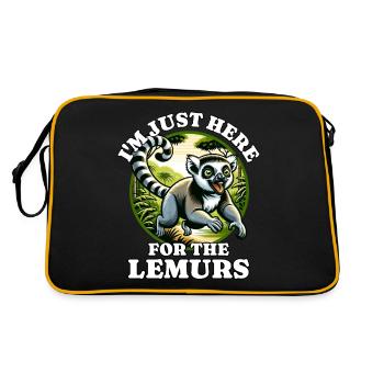 Lemur Madagascar Lemuren - Retro Tasche - Schwarz/Gold - Hinten