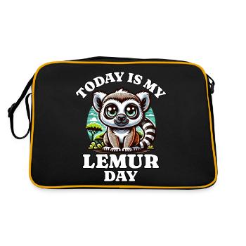 Lemur - Retro Tasche - Schwarz/Gold - Hinten