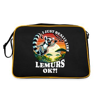 Ich mag Lemuren - Retro Tasche - Schwarz/Gold - Hinten