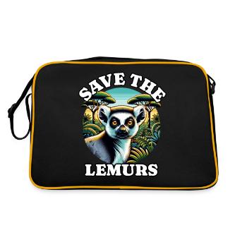 Lemur Lemurs - Retro Tasche - Schwarz/Gold - Hinten