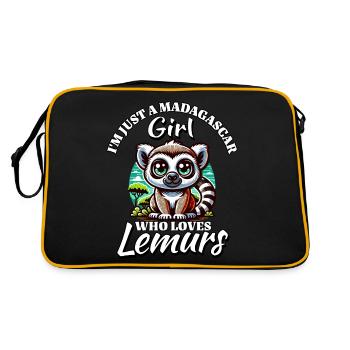 Girl Loves Lemurs - Retro Tasche - Schwarz/Gold - Hinten