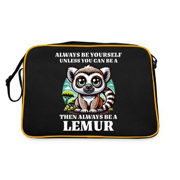 Lemur Sprüche - Retro Tasche - Schwarz/Gold - Hinten