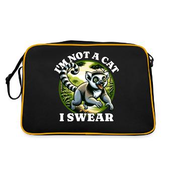 Lustige Lemur Sprüche - Retro Tasche - Schwarz/Gold - Hinten