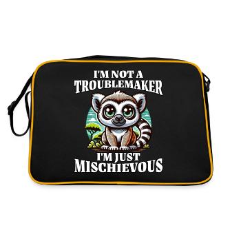 Lemur Spruch - Retro Tasche - Schwarz/Gold - Hinten