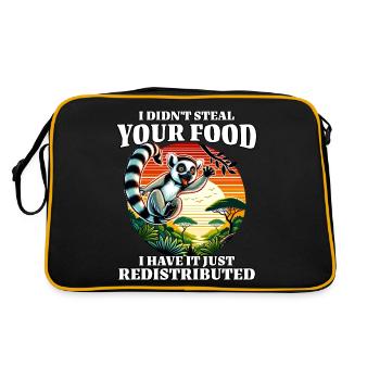 Lemur Sprüche - Retro Tasche - Schwarz/Gold - Hinten