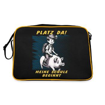 PIG KID BOY SCHOOL STARTS - Retro Bag - black/gold - Back