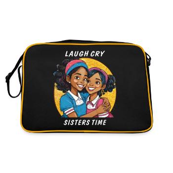 LAUGH CRY SISTERS TIME - Retro Tasche - Schwarz/Gold - Hinten