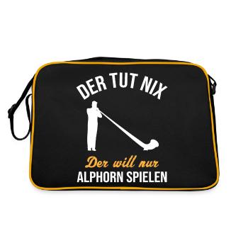 Alphorn Gift - Just Playing, No Doing - Retro Bag - black/gold - Back