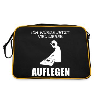 Lieber DJen als Alles Andere Geschenk - Retro Tasche - Schwarz/Gold - Hinten