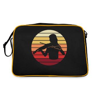 Violoniste coucher de soleil Silhouette amour - Sac Retro - noir/or - Dos