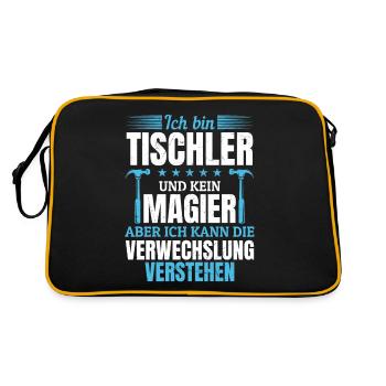 I am a carpenter and not a magician - Retro Bag - black/gold - Back