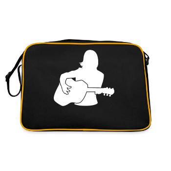 Gitarristin Melodie Geschenk-Highlight - Retro Tasche - Schwarz/Gold - Hinten
