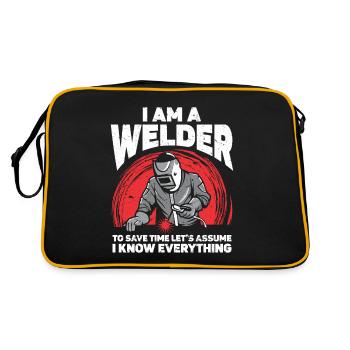 Schweißer Schweißen - Retro Tasche - Schwarz/Gold - Hinten