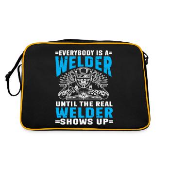 Schweißer Schweißen - Retro Tasche - Schwarz/Gold - Hinten