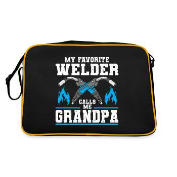 Schweißer Schweißen - Retro Tasche - Schwarz/Gold - Hinten