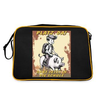 PIG CHILD BOY SCHOOL - Retro Bag - black/gold - Back
