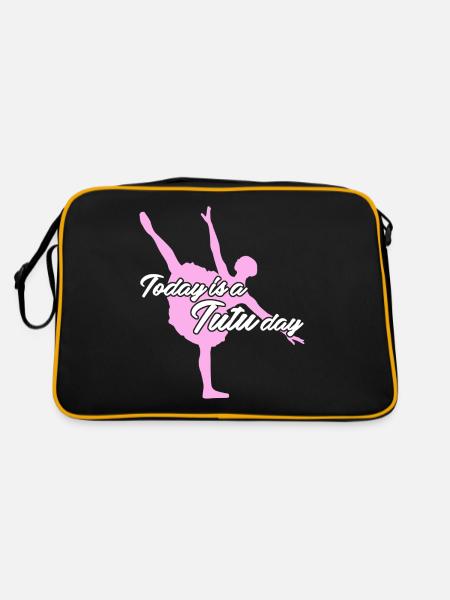 Ballet Dancer Ballerina with Tutu - Retro Tasche - Schwarz/Gold - Hinten