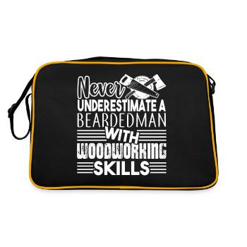 Woodworking Beardedman With Woodworking Skills - Retro Bag - black/gold - Back