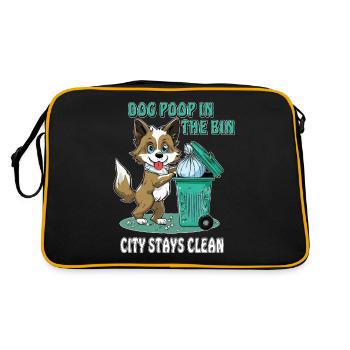 LES CROTTES DE CHIEN DANS LA VILLE DE BIN RESTENT PROPRES - Sac Retro - noir/or - Dos