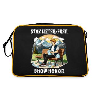 ABFALL STAY LITTER-FREE SHOW HONOR - Retro Tasche - Schwarz/Gold - Hinten