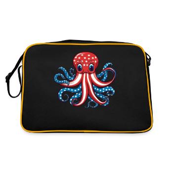 Octopus American Flag 4th of July Day Octopus Gift - Retro Bag - black/gold - Back