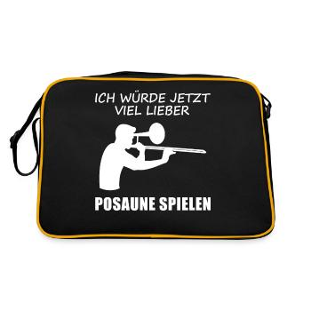 Dear Trombone Playing Musician Gift - Retro Bag - black/gold - Back