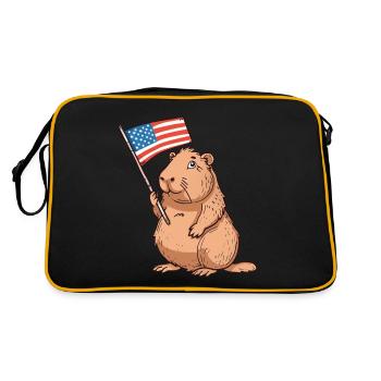Capybara Drapeau Américain 4 Juillet Capybara Cadeaux - Sac Retro - noir/or - Dos