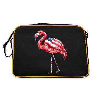 Flamants roses drapeau américain 4 juillet flamants roses cadeau - Sac Retro - noir/or - Dos