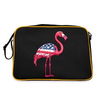 Flamants roses drapeau américain 4 juillet flamants roses - Sac Retro - noir/or - Dos