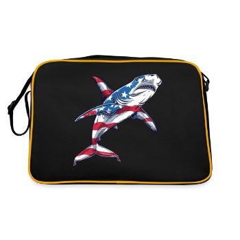 Requin-marteau drapeau américain 4 juillet - Sac Retro - noir/or - Dos