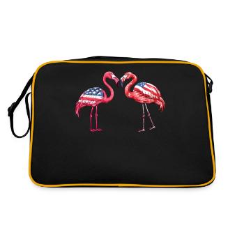 Flamants roses drapeau américain 4 de juillet flamants roses cadeau - Sac Retro - noir/or - Dos