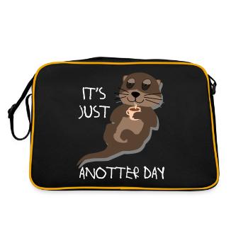 Sea Otter Coffe Anotter Otters - Retro Tasche - Schwarz/Gold - Hinten