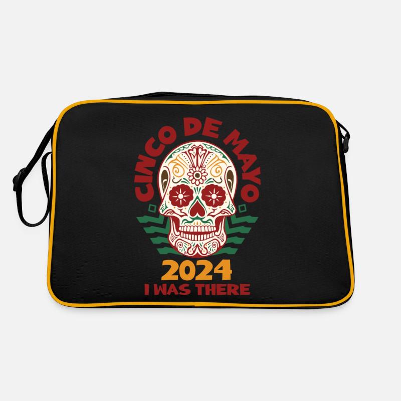 Cinco De Mayo 2024 Totenkopf - Retro Tasche - Schwarz/Gold