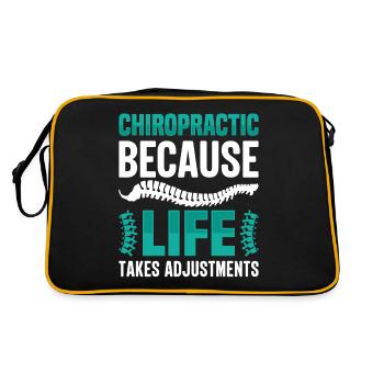 Chiropraktik Lustiger Physiotherapeut Rückenwirbelsäule - Retro Tasche - Schwarz/Gold - Hinten