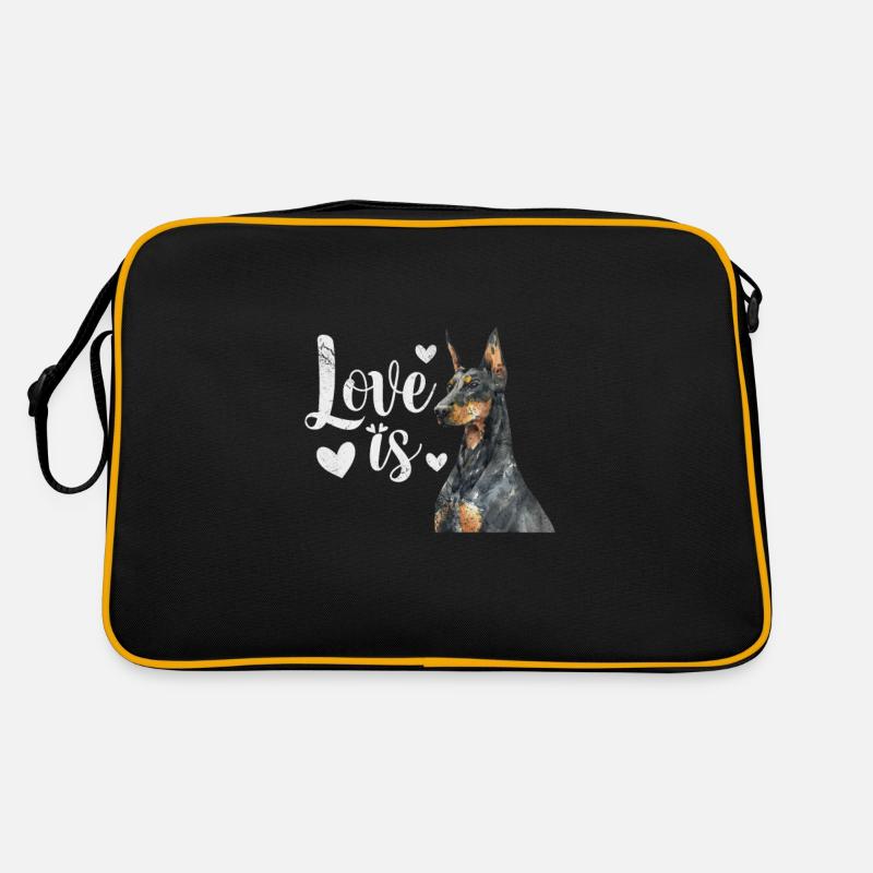 Dobermann - Retro Tasche - Schwarz/Gold