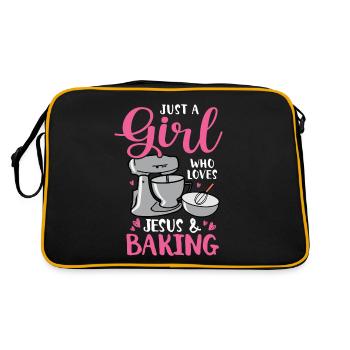 Bäcker Bäckerein Backwaren Backen Geschenk - Retro Tasche - Schwarz/Gold - Hinten