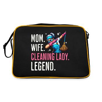 Cleaning lady mom cleaner - Retro Bag - black/gold - Back