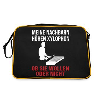 Xylophon-Klänge für die Nachbarn Geschenk - Retro Tasche - Schwarz/Gold - Hinten