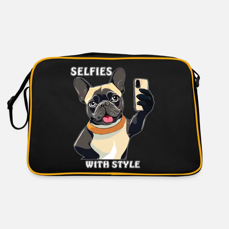 HUND SMARTPHONE SELFIES WITH STYLE - Retro Tasche - Schwarz/Gold