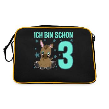 Dreijähriges Festeselchen Glückwunschmotiv - Retro Tasche - Schwarz/Gold - Hinten