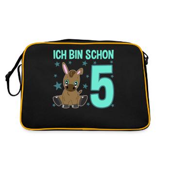 Five-year-old donkey celebrates big - Retro Bag - black/gold - Back