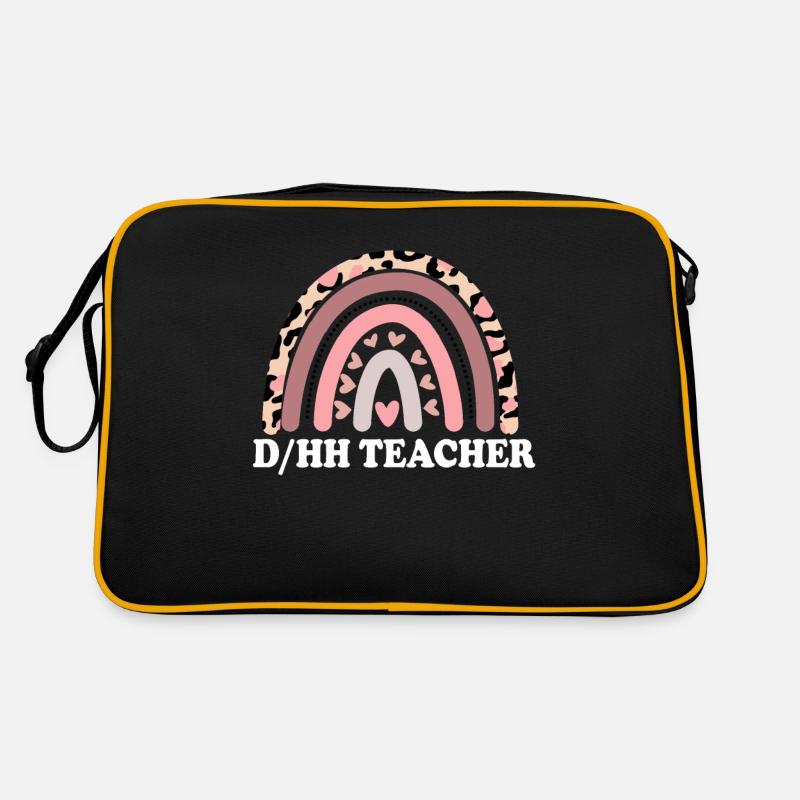 DHH-Lehrer Gehörloser und schwerhöriger Leopard - Retro Tasche - Schwarz/Gold