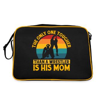 Der Einzige, der härter ist als ein Wrestler, ist seine Mutter - Retro Tasche - Schwarz/Gold - Hinten