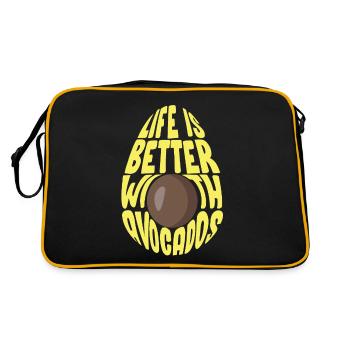 Avocado Guacamole Vegan Geschenk - Retro Tasche - Schwarz/Gold - Hinten