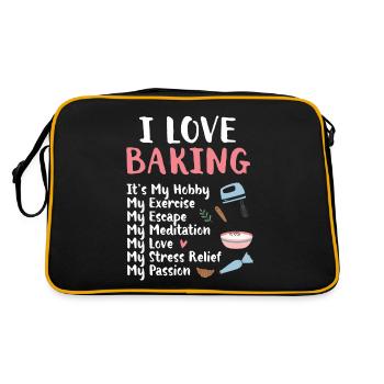 Bäcker Bäckerein Backwaren Backen Geschenk - Retro Tasche - Schwarz/Gold - Hinten