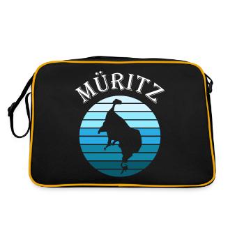 Müritzsee Kontur - Natur Pur Erleben - Retro Tasche - Schwarz/Gold - Hinten