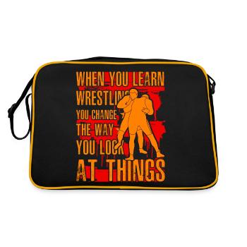 Wrestling Funny Saying - Retro Bag - black/gold - Back