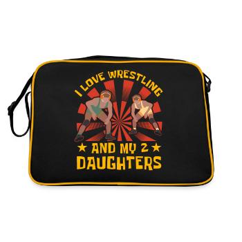 I love Wrestling and my 2 Daughters - Retro Bag - black/gold - Back